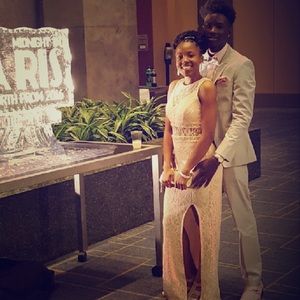 Rose gold lace dress